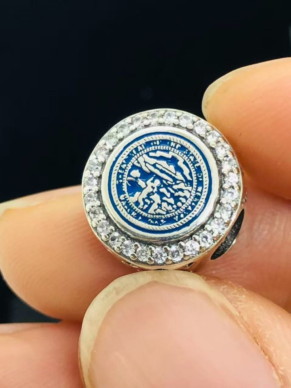 ✨🔥Pandora Nebraska Exclusive State Flag Sparkling Round Charm